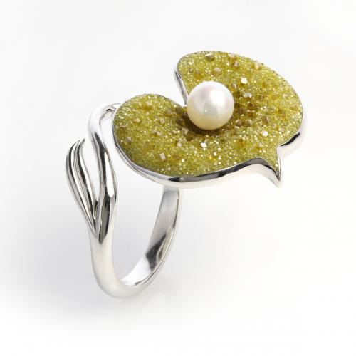 Galaxia Ring With Lab-Grown Yellow Diamond Druzy