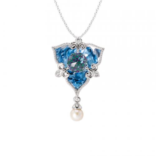 Blue Topaz DavinChi Cut Pendant